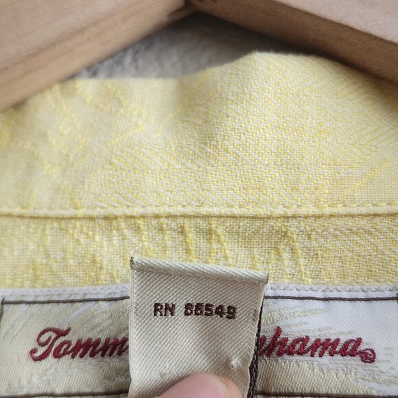 Tommy Bahama Shirt Mens Medium Linen Button Up Camp Palm Leaf Floral Casual - Picture 4 of 10